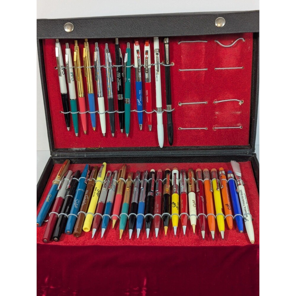 VINTAGE SCRIPTO SALESMAN SAMPLE KIT ADVERTISING PEN BALLPOINT PENS Huge Lot